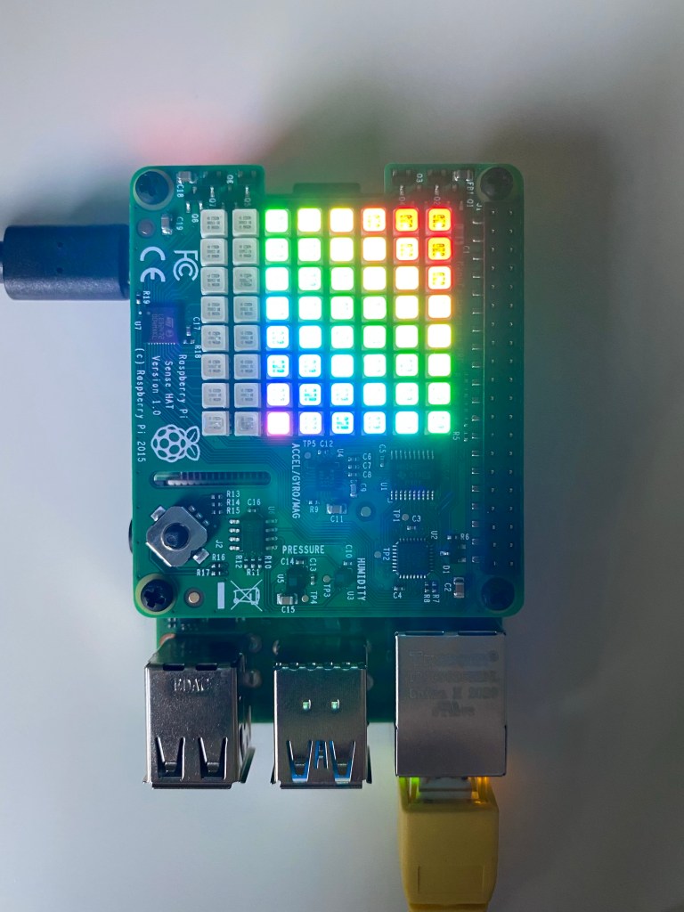 Raspberry Pi Sense HAT LED lights on