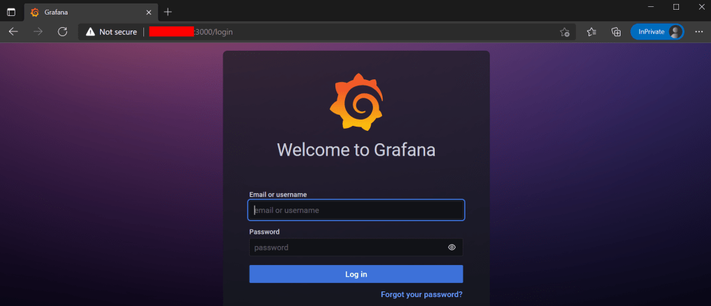 Grafana login page