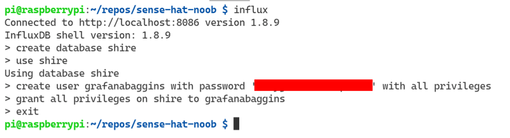 bash terminal Influx CLI