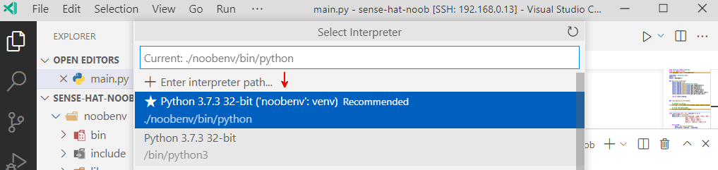 VSCode command palette Python interpreter selection