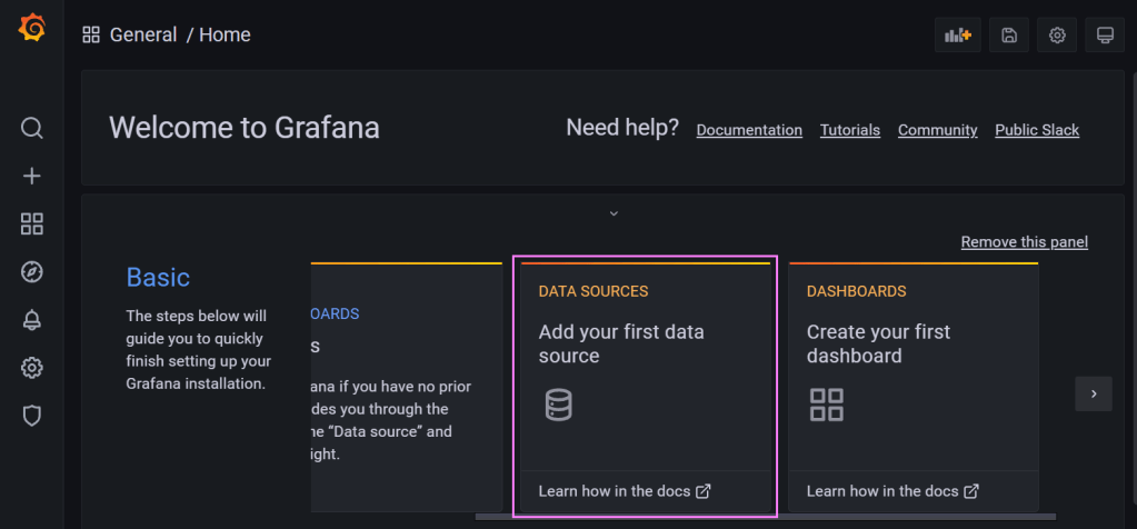 Grafana home page