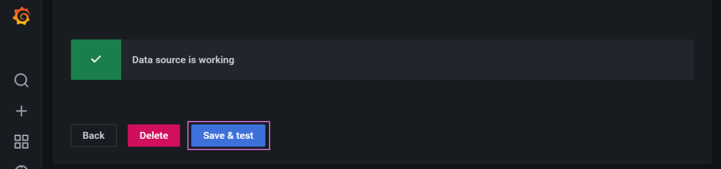 Grafana source page connection test