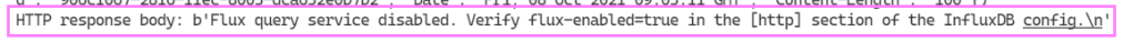 Python error message Flux query service disabled.