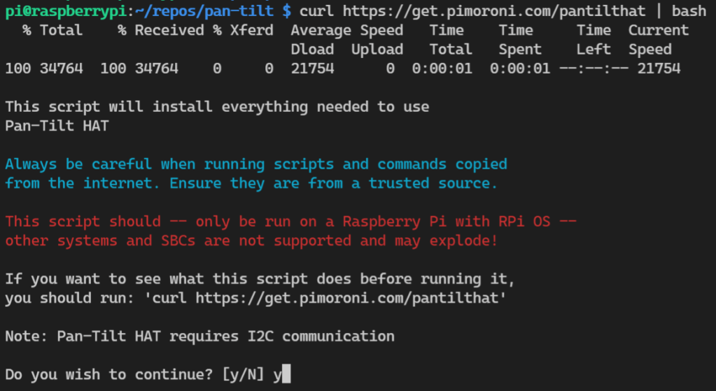 A command terminal with informational messages.