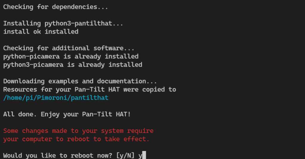 A command terminal with informational messages.